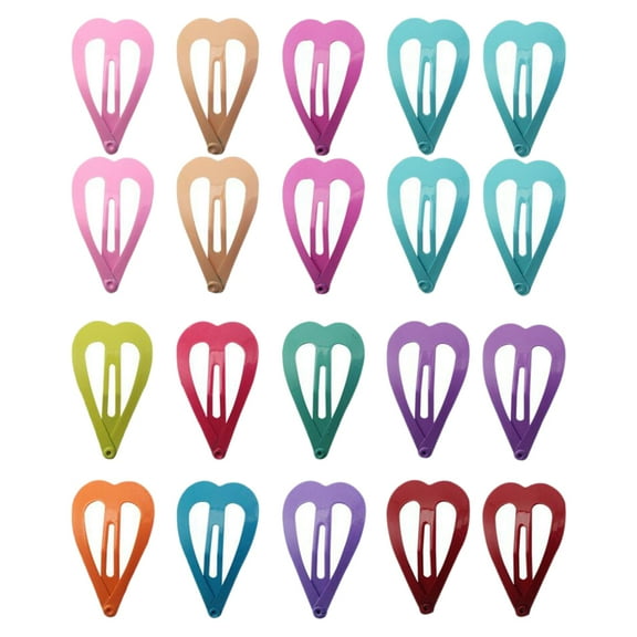 LABSERRON 20Pcs Cute Metal Hair Barrettes for Kids Bangs Snap Hair Clips Assorted Color 1.57x0.98x0.12 Inch