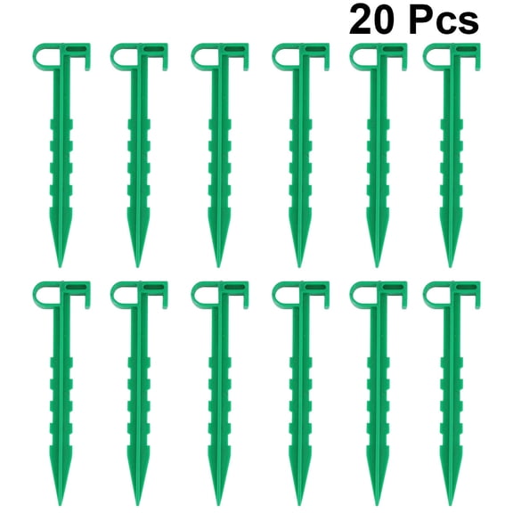 LABSERRON 20Pcs Green Plastic Tent Stakes for Awning and Canopy 1.4x5.5in Portable Ground Anchor