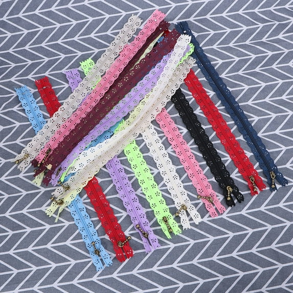 LABSERRON 20Pcs Mixed Color Nylon Lace Zippers for Clothing Sewing and Craft Decoration 11.8in