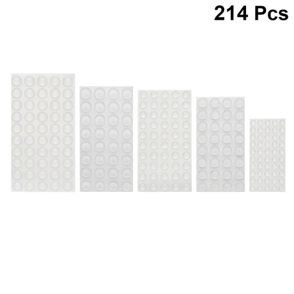 LABSERRON 214Pcs Clear Cabinet Bumper Pads Anti Collision Door Knob Protector 5 Kinds of Sizes