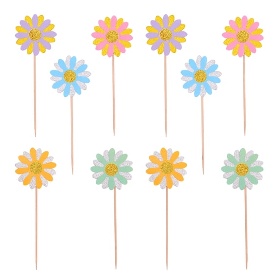 LABSERRON 25pcs Colorful Sunflower Cake Picks Fun Birthday Cake Toppers For Lightweight Safe Material For And Desserts