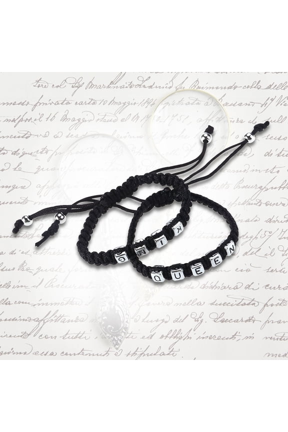 2Pack Couples Bracelets Set King and Queen Bracelet Handmade Braided String for Daily Wear