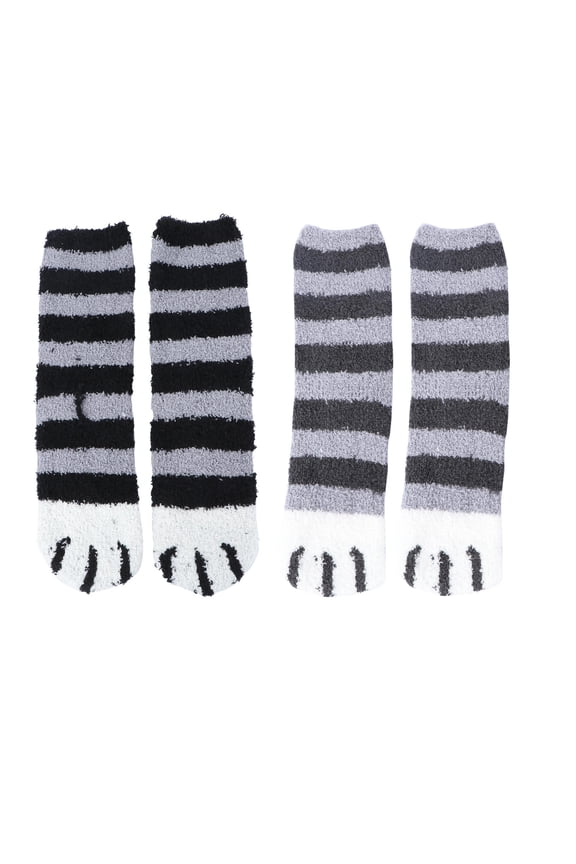 2Pair Cozy Warm Socks for Winter Cat Claw Design Thick Fuzzy Socks General Users