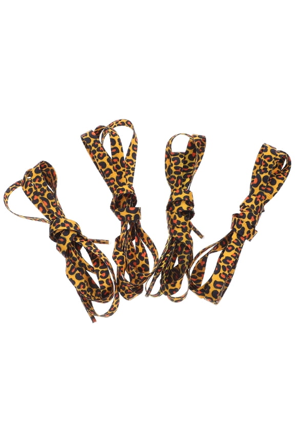 2Pair Leopard Shoelace Flat Polyester Durable Creative Shoe Ties for Fashion Shoes