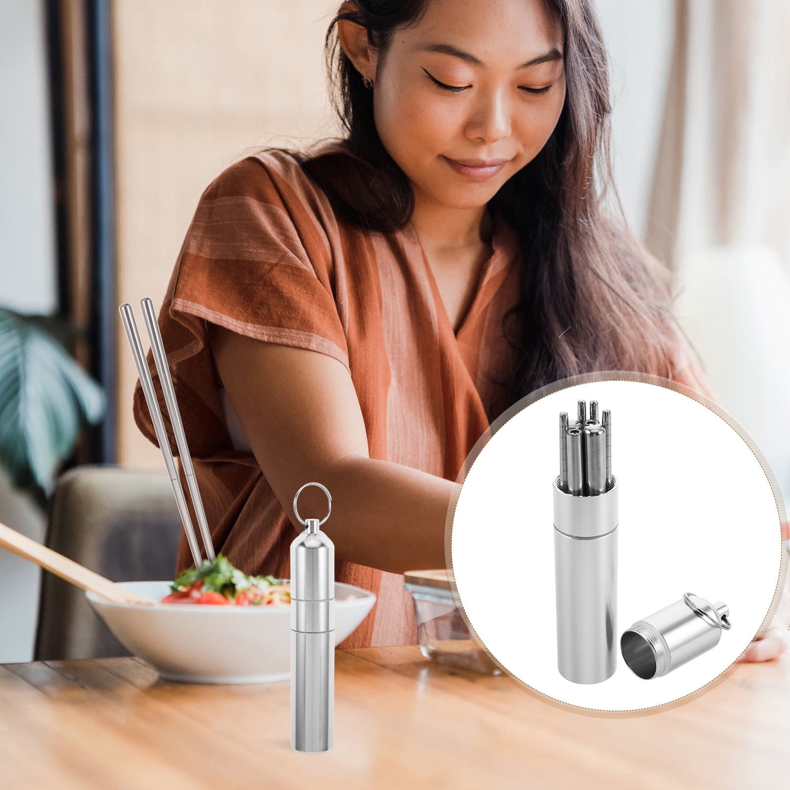 LABSERRON 2 Pairs Reusable Metal Chopsticks with Travel Case ...