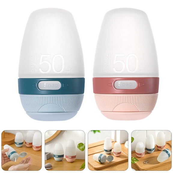 LABSERRON 2Pcs 50ml Silicone Travel Containers Refillable Squeeze Bottles for Travelers