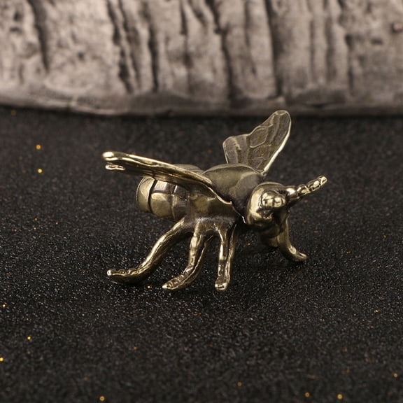 LABSERRON 2Pcs Bee Ornament Golden Brass Bee Shape Desktop Decor For Home And Office 1.3x1x0.7in