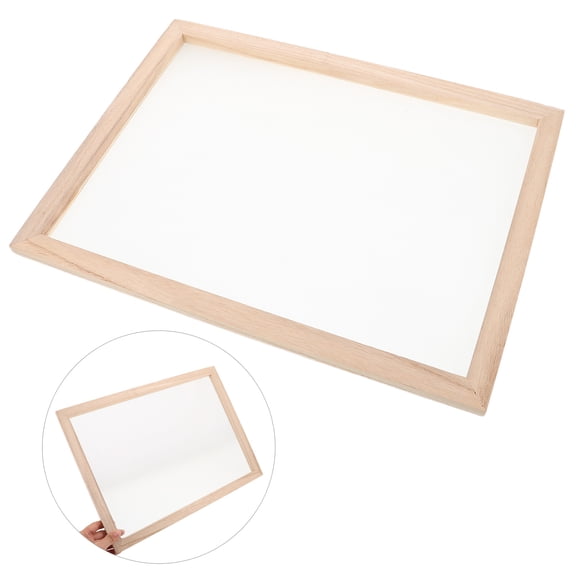 LABSERRON 2Pcs Beige Wooden Deckle Mold Frames with Mesh Screen for Creative Papermaking Projects