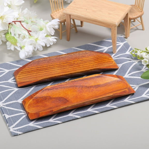 LABSERRON 2Pcs Chocolate Wood Salad Tray Natural Texture Food Serving Platter
