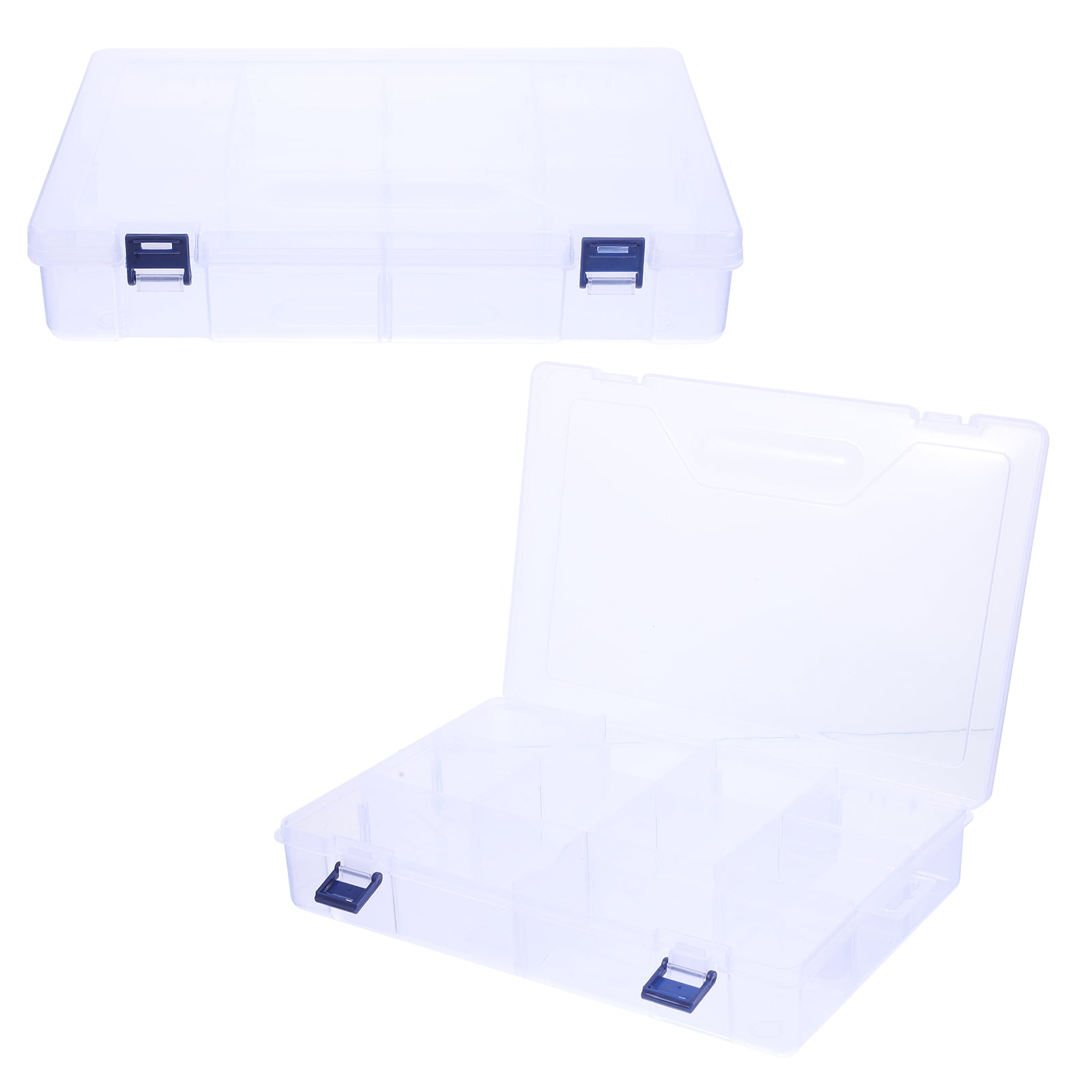 LABSERRON 2Pcs Clear Grid Storage Boxes for Jewelry Ornaments and Small Tools