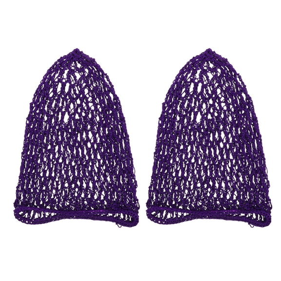 LABSERRON 2Pcs Crocheted Purple Polyester Hair Net For Women Curly Hair Protection 10.6x7.1x0.04In