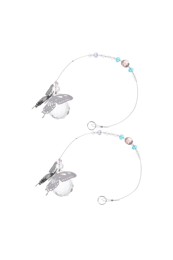 Hanging Crystal Pendants, Assorted Colors, 2 Pieces - Decorative Feng Shui Ornaments for Home and Office