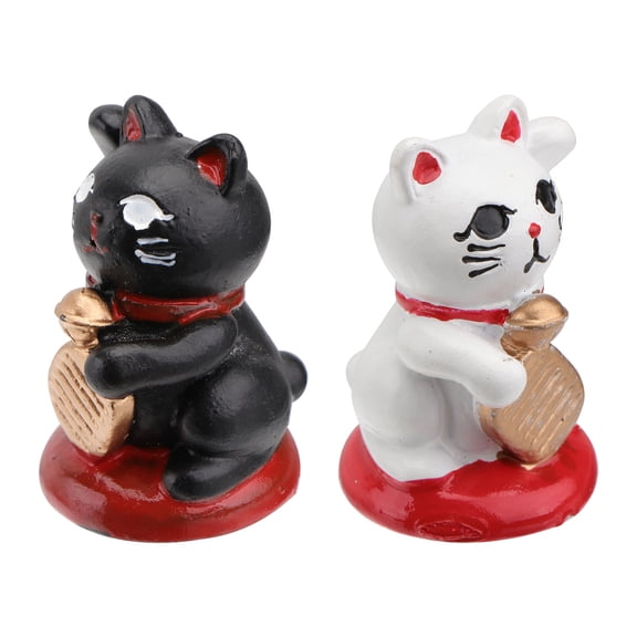 LABSERRON 2Pcs Cute Cat Mini Decoration Resin Model For Cat Lovers Indoor Use