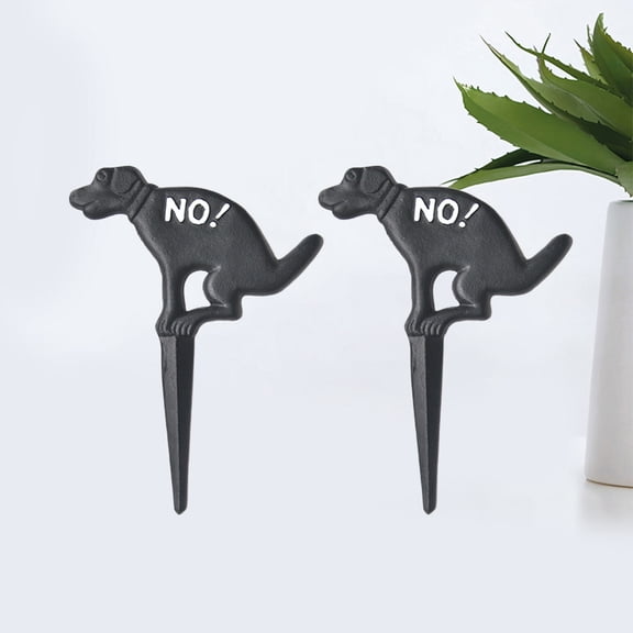 LABSERRON 2Pcs Dog Shaped Funny Sign Cast Iron for Friends in Yard