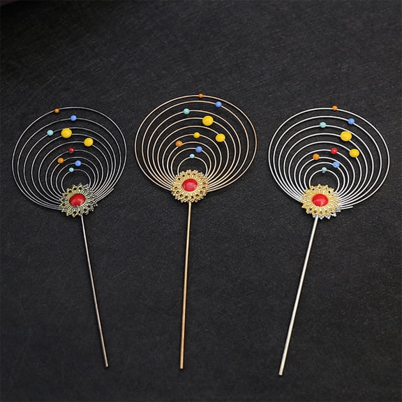 LABSERRON 2-Pack Iron Solar System Cake Toppers for Shower and Birthday Party Decorations