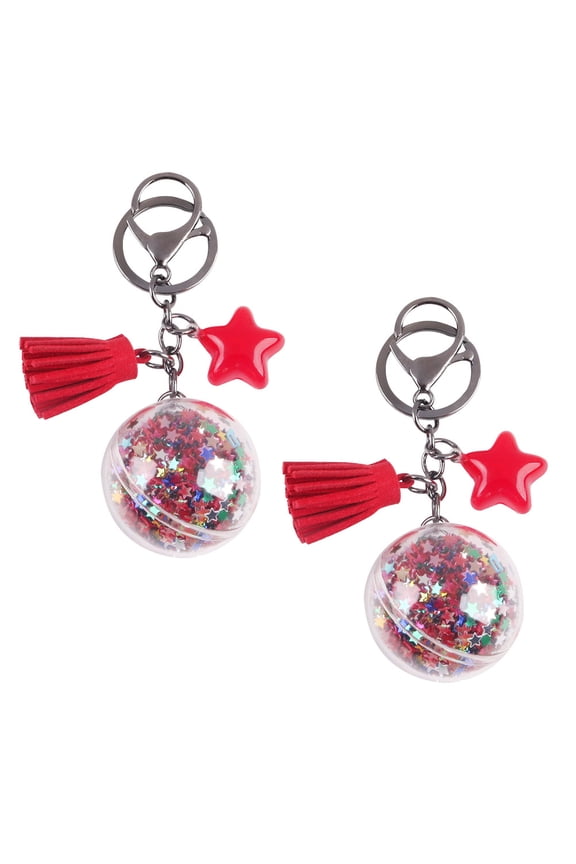 2Pcs Keychain Aesthetic Red Color Acrylic Material for Craft Enthusiasts