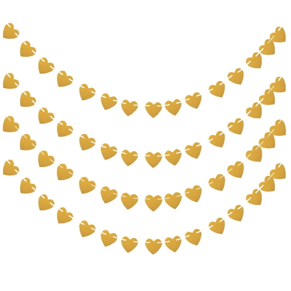LABSERRON 2- Heart Garland Glitter Paper Bunting Banner for Holiday, Birthday, Wedding Party Decorations