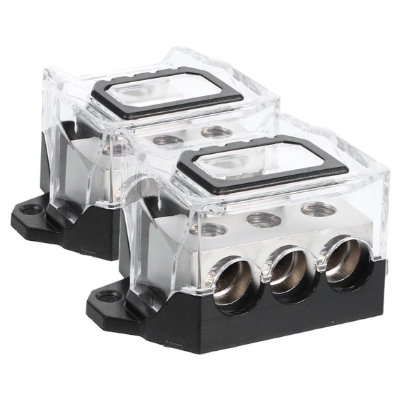 LABSERRON 2Pcs Plated Silver Car Ground and Power Distribution Block Alloy for Audio Amplifier