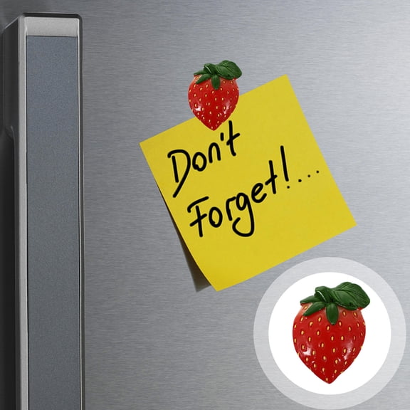 LABSERRON 2Pcs Red Fridge Adornments Resin Material Strawberry Design Refrigerator Accessory