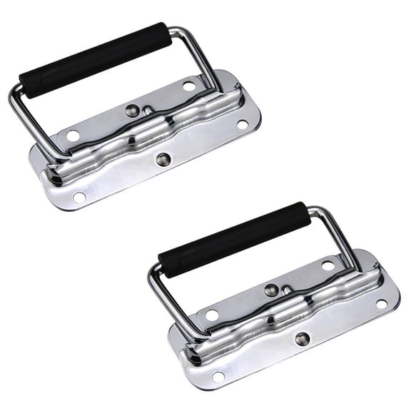 LABSERRON 2Pcs Silver Rectangular Spring Loaded Handle for Furniture Hardware Cabinet Installation