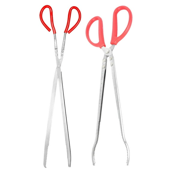 LABSERRON 2Pcs Snake Feeding Tongs Straight Mouth Aquarium Use Reptile Accessories 11.8x3.9x0.8in