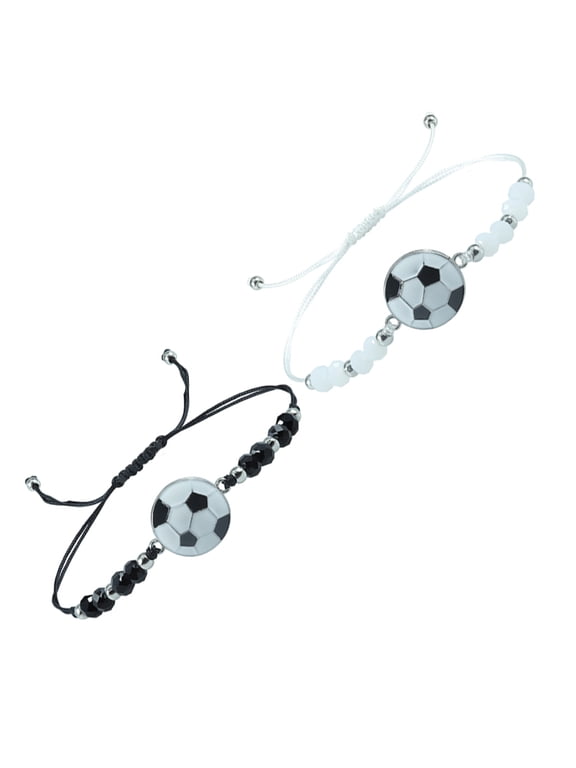 2Pcs Soccer Themed Football Bracelets Chic Football Bracelet Zinc Alloy for Birthday Party Beach
