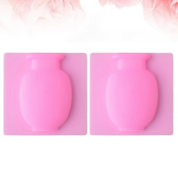 LABSERRON 2Pcs Square Pink Transparent Pink Removable Silicone Vase for Fridge Door Decoration 11.8X11.8in