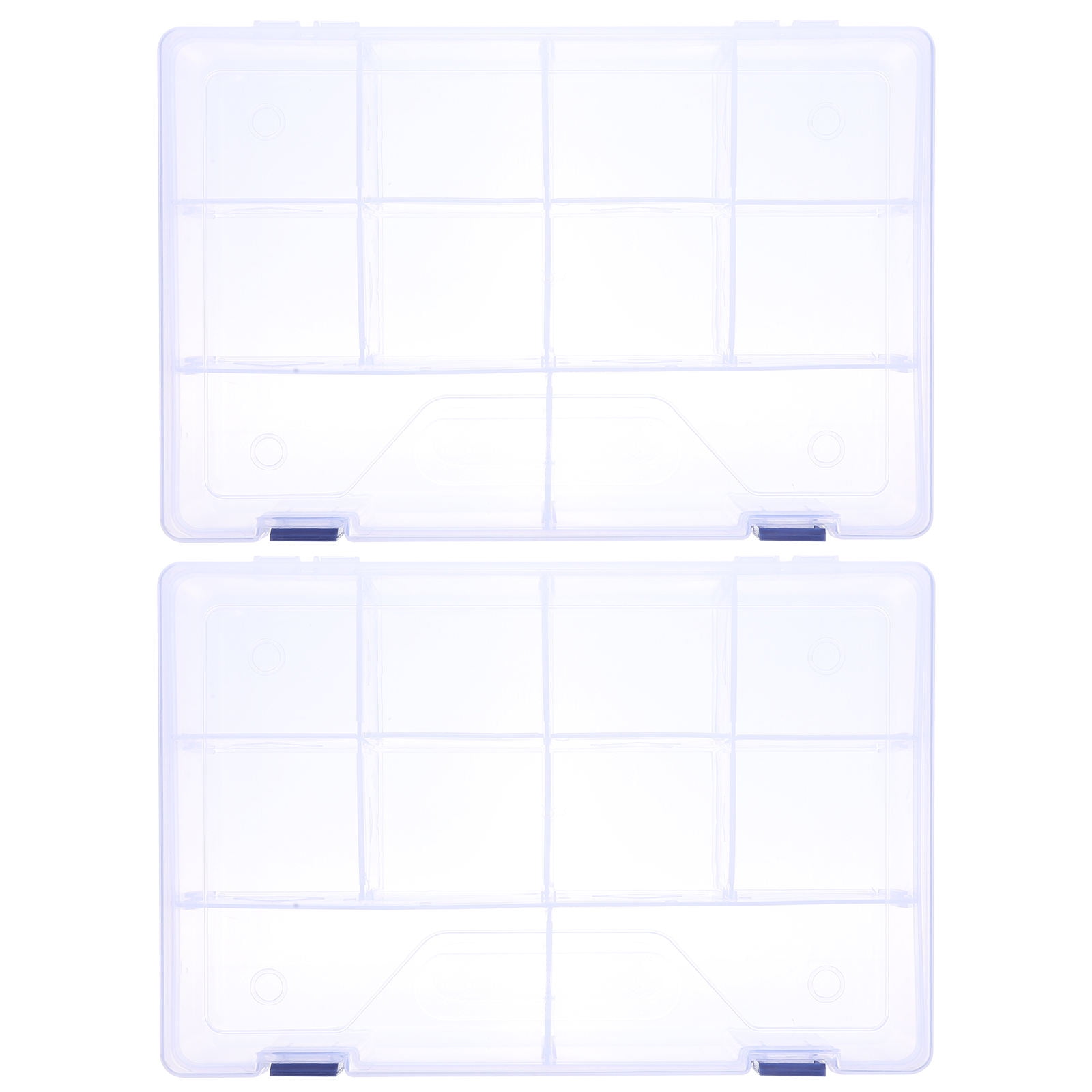 LABSERRON 2Pcs Transparent Case For Beads Rectangular Multi-Grid Organizer Box
