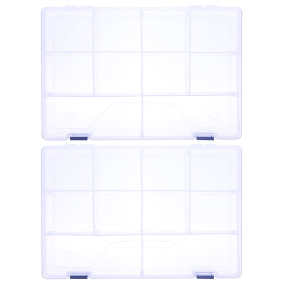 LABSERRON 2Pcs Transparent Case For Beads Rectangular Multi-Grid Organizer Box
