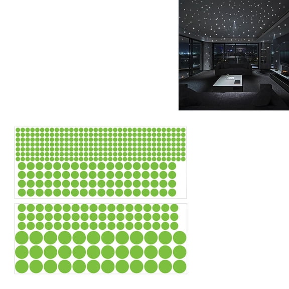 LABSERRON Fluorescent Wall Sticker Round Dots Stickers Green PVC 2Pcs