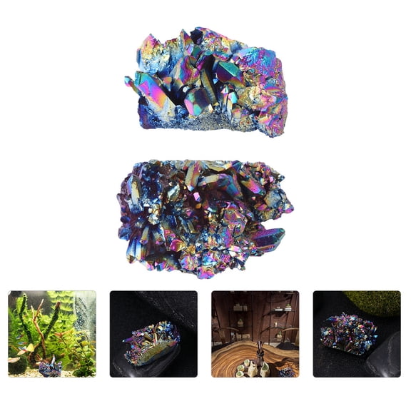 LABSERRON 2pcs Chalcopyrite Specimen Decor Natural Crystal Cluster Peacock Gem S For Home