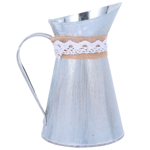 LABSERRON 2pcs Metal Jug Flowerpot Iron Round Planter for Herbs Wedding Decor