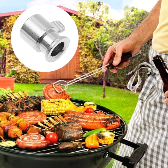LABSERRON 2pcs Rotatable Grill Sleeve Ring for Outdoor Barbecue Use Iron Silver