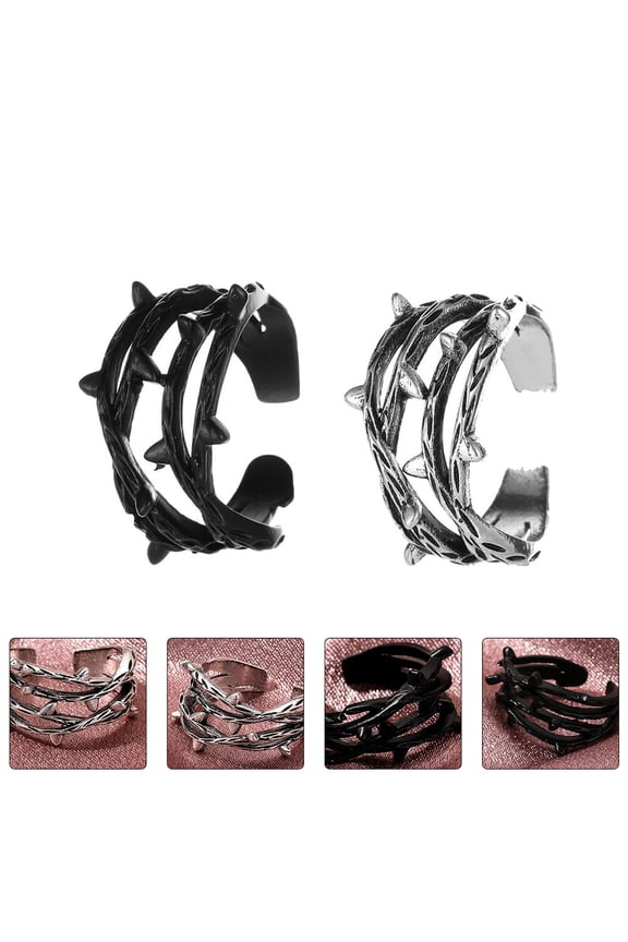 2pcs Vintage Twig Shaped Ring For Women Finger Ring Decor Chic Jewelry Fashion Lovers Elegant Open Design