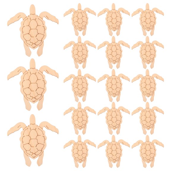 LABSERRON 30Pcs Wooden Sea Turtle Decor Pieces Unpainted Animal Wooden Slices for Crafting and Art