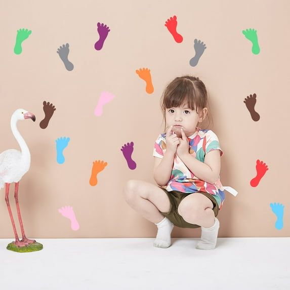 LABSERRON 36 Pairs Footprint Shape Floor Stickers Assorted Color for Indoor Home Decoration 4.7x2.4x0.03 Inch PVC