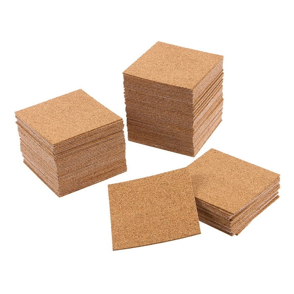LABSERRON 36Pcs Pure Wood Color Square Cork Backing Sheets Self-Adhesive for Office Use