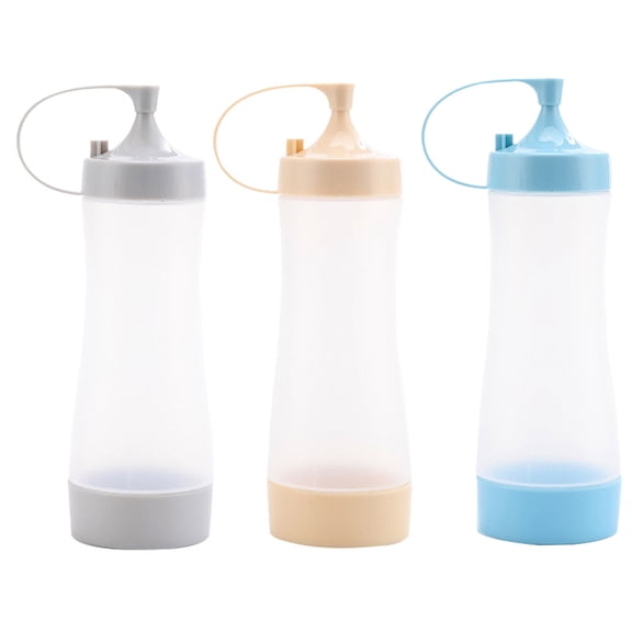 LABSERRON 3Pcs Condiment Squeeze Bottles with Sharp Beak Assorted Color Kitchen Accessories