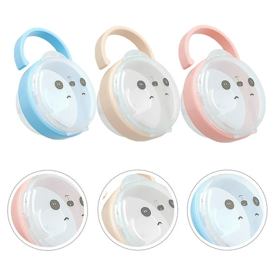 LABSERRON 3Pcs Portable Pacifier Box for Baby Pacifier Case Clear Pacifier Holder Storage Case 4.1x2.9x0.8in