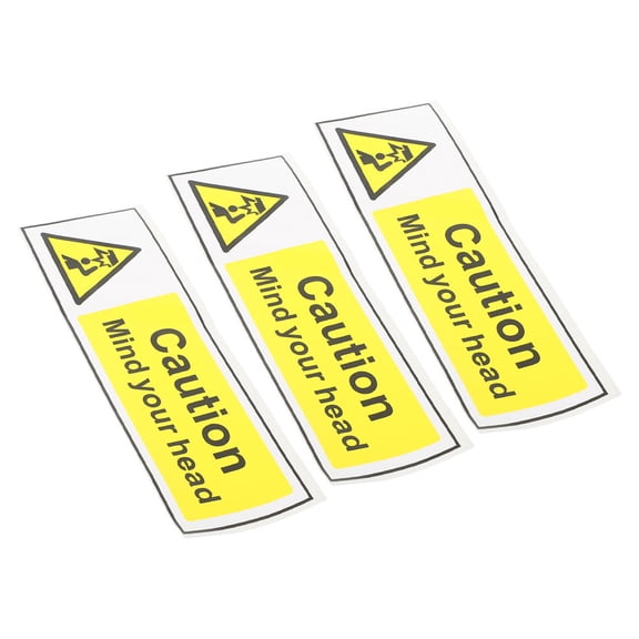 LABSERRON Low Ceiling Watch Your Head Sign, Yellow PVC Caution Sticker 3Pcs