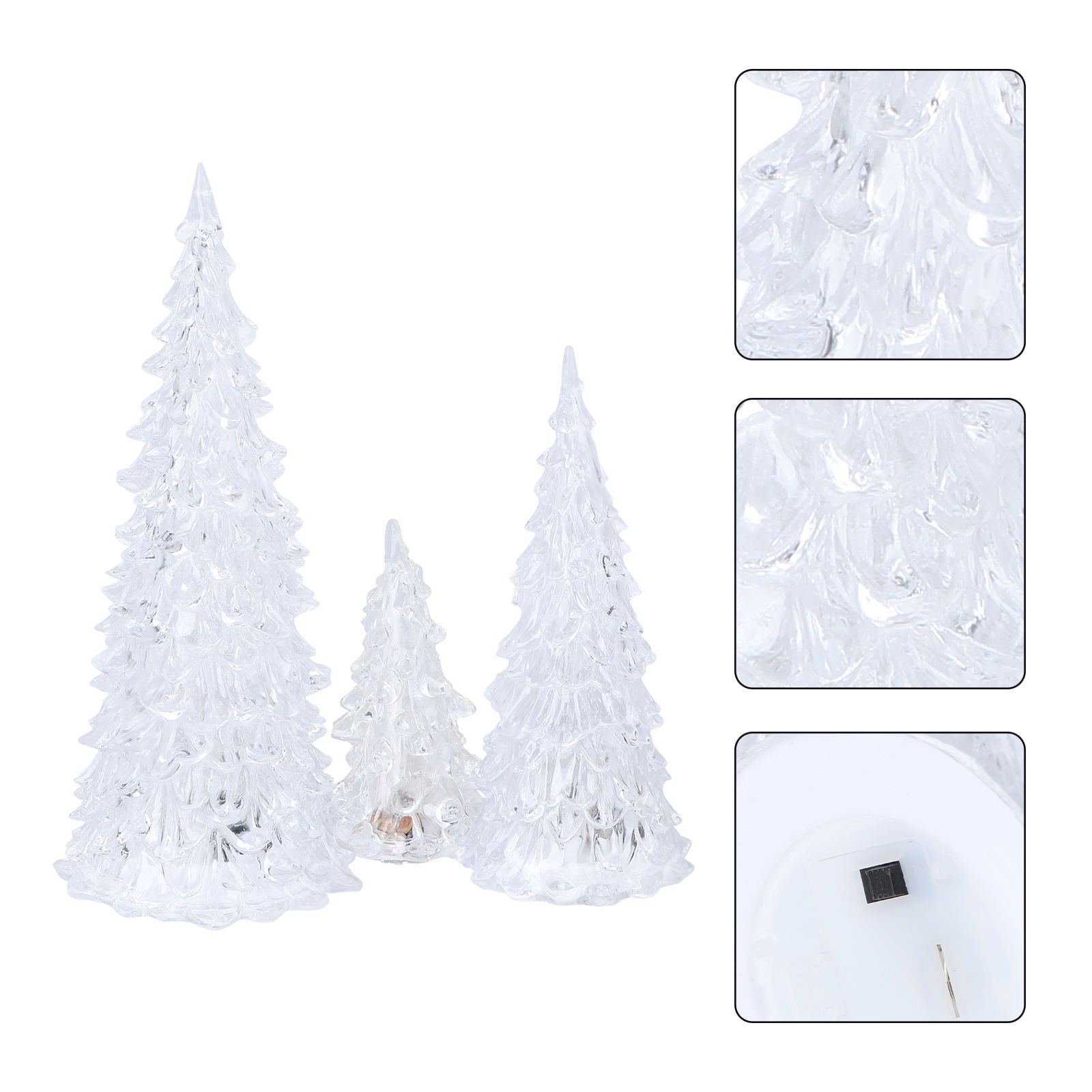 LABSERRON 3Pcs Small Lighted Tree With Acrylic Material Realistic Prelit Glowing For Family Gathering