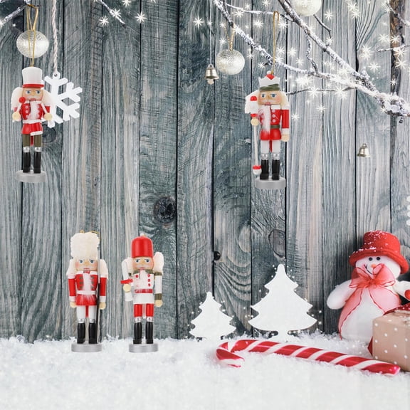 LABSERRON 4 Pack Nutcracker Figurines, Wooden Christmas Soldier Ornaments for Mantel or Tree