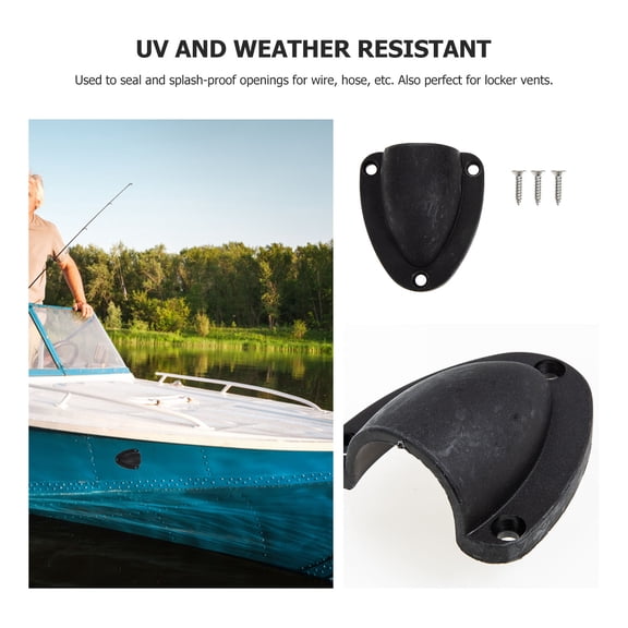 LABSERRON Black Boat Clam Shell Cover Cable Vent Covers Plastic 4 Pieces