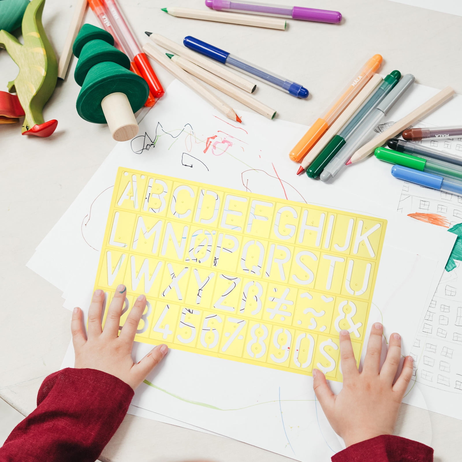 LABSERRON 4 Sets Large Alphabet Stencil Ruler for present Card and ...