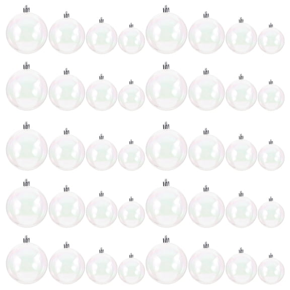 LABSERRON 40Pcs Clear Plastic Fillable Sphere Ornaments Multi Color Iridescent Xmas Tree Balls