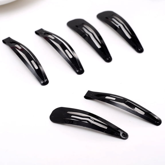 LABSERRON 48Set Snap Hair Barrettes Black Rectangular Metal Accessories for Everyday Use