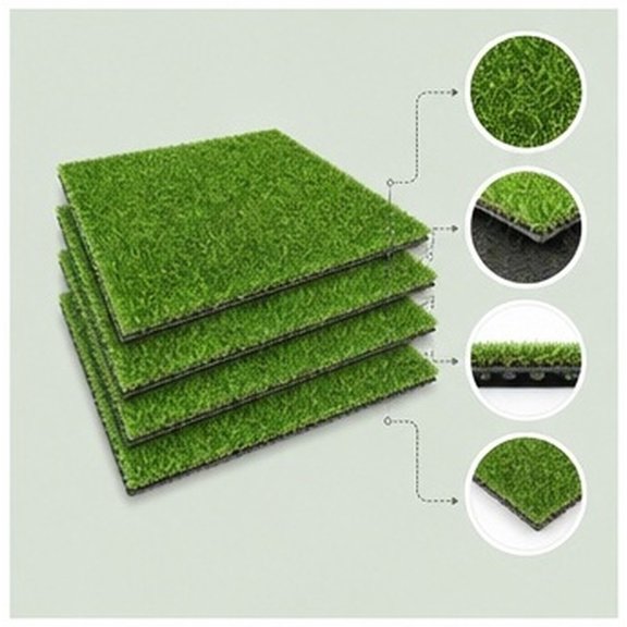 LABSERRON 4Pcs Artificial Grass Pad Green Realistic Mat for Landscaping Decor and Display