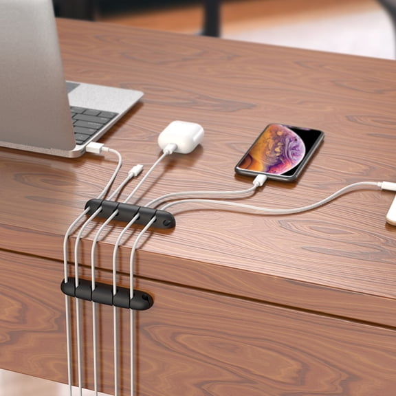 LABSERRON 4Pcs Cable Management for Users Black Silicone 10X2CM Wire Clips