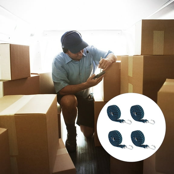 LABSERRON 4Pcs Cargo Fixing Strap Galvanized Hook Antiwear Polypropylene For Car Roof Rack 78.60X1.18X0.12in