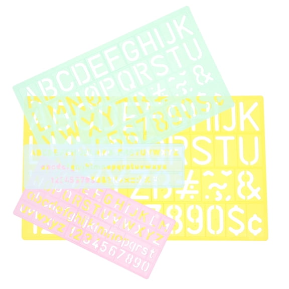 LABSERRON 4Pcs Letter Number Stencil Paint Students Environmental Friendly Plastic Stenciling Craft Work
